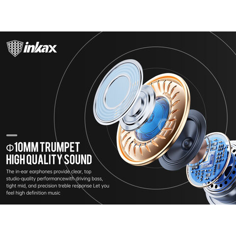 Inkax E14 3,5mm AUX Kabelgebundene Kopfhörer In-Ear HiFi Klangqualität Semi-Tiefe Geräuschreduzierung 1,2M Kabelgebundene Ohrhörer für Telefon