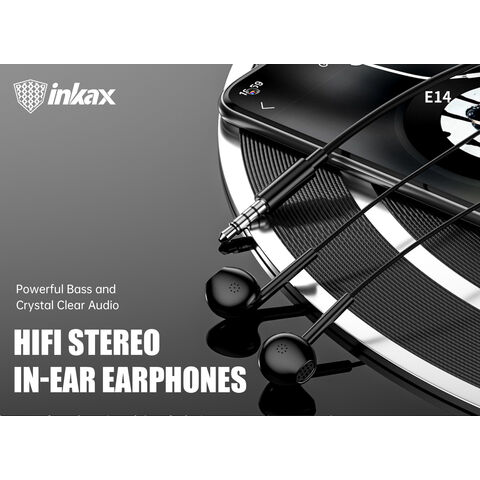 Inkax E14 3,5mm AUX Kabelgebundene Kopfhörer In-Ear HiFi Klangqualität Semi-Tiefe Geräuschreduzierung 1,2M Kabelgebundene Ohrhörer für Telefon
