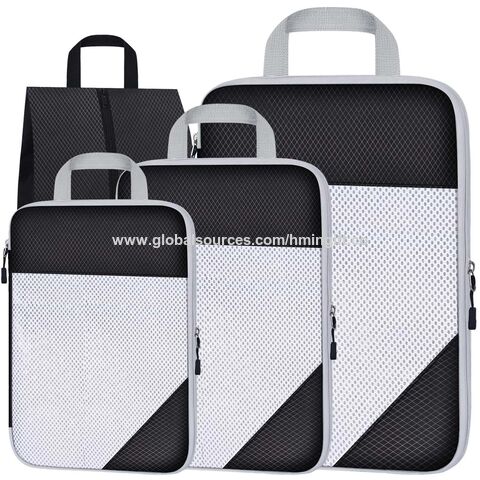 4pcs/Set Travel Luggage Compression Bags, Waterproof Portable Travel  Storage Bag, Suitcase Organizer Set, Compression Packing Cube Set Mesh Bags  For Clothing Underwear Shoes, For Men and Women, Travel Essentials