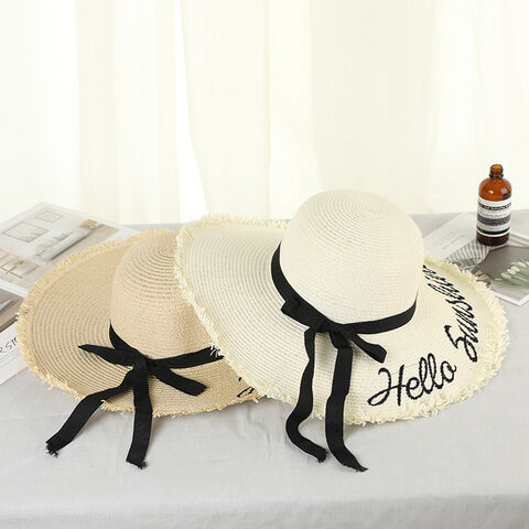 Wholesale Lady Big Bow-tie Hats Beach Wide Brim Sunblock Straw Hat  Embroidered Letter Brim Sunshade Folding Sun Hat For Women - China  Wholesale Straw Hat $2.11 from Ningbo Multi Channel Co. Ltd