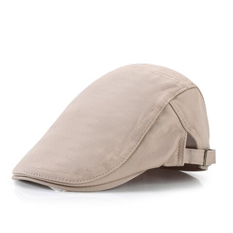 Men Cotton Solid Newsboy Hat Classic Retro Sun Summer Caps Cotton Beret  Flat Cap