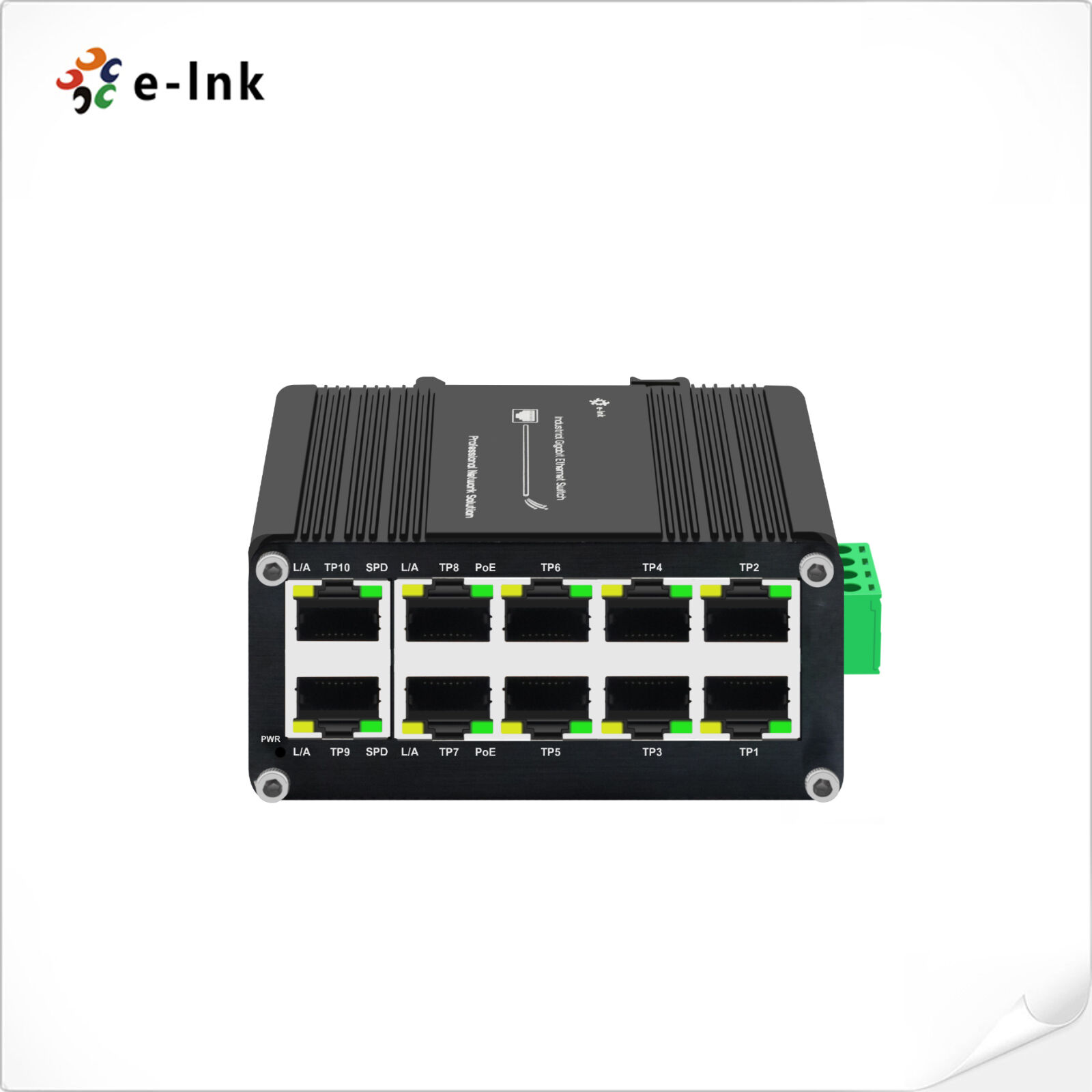 Switch Conmutador Ethernet Industrial no-administrado de 8 Puertos Gigabit  - 802.3af/at PoE+ de Pared