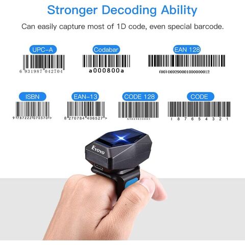 Eyoyo Wearable Glove QR Code Scanner, 1D 2D Finger Ring Bluetooth Barcode  Scanner, Left&Right Hand Wearable, Portable Wireless Book Inventory Bar  Code Reader Compatible with iPhone iPad Android Tablet,2D barcode scanner