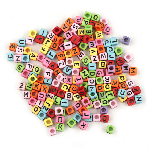 100pcs Acrylic Letter Beads Red Square Alphabet Beads For DIY