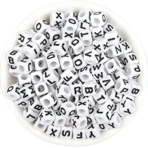 100pcs 7mm Acrylic English Letter Plastic Beads With Black Background And  White Letters Can Be Used To Make Jewelry, Necklaces, Bracelets, DIY With  Mixed English Letter Elements