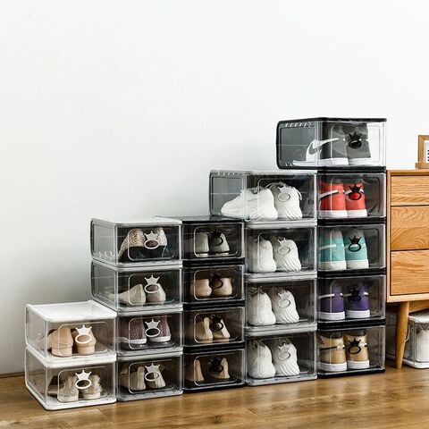 Stapelbare Schuhboxen nach Maß, Riesig, Klar, Transparent, Drop Front, PP, Basketball, Kunststoff, Aufbewahrung
