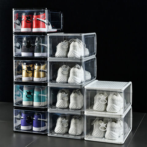 Stapelbare Schuhboxen nach Maß, Riesig, Klar, Transparent, Drop Front, PP, Basketball, Kunststoff, Aufbewahrung