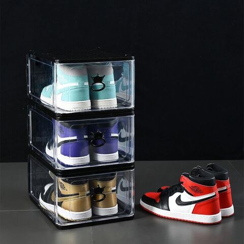 Stapelbare Schuhboxen nach Maß, Riesig, Klar, Transparent, Drop Front, PP, Basketball, Kunststoff, Aufbewahrung
