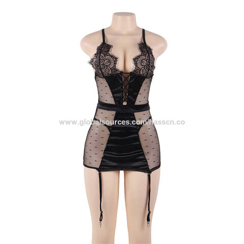 Wholesale Providers Female Private Label 3 Piece Lingerie Women Black Deep  V Lingerie Set - China Longerie Sexy and Lace Sexy Lingerie price