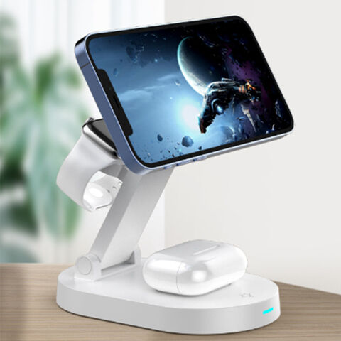 Kompaktes 3-in-1 kabelloses Reiseladegerät: Magnetische, multifunktionale Ladestation für Handy, Airpods und Uhr