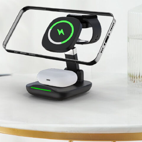 Kompaktes 3-in-1 kabelloses Reiseladegerät: Magnetische, multifunktionale Ladestation für Handy, Airpods und Uhr