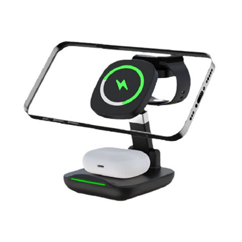Kompaktes 3-in-1 kabelloses Reiseladegerät: Magnetische, multifunktionale Ladestation für Handy, Airpods und Uhr