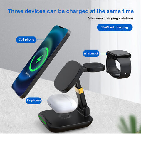 Kompaktes 3-in-1 kabelloses Reiseladegerät: Magnetische, multifunktionale Ladestation für Handy, Airpods und Uhr