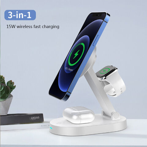 Kompaktes 3-in-1 kabelloses Reiseladegerät: Magnetische, multifunktionale Ladestation für Handy, Airpods und Uhr