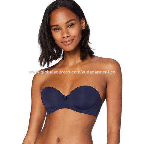 Women Strapless Bra Gather Chest Patch Breathable Non-slip Push-up  Invisible Bra