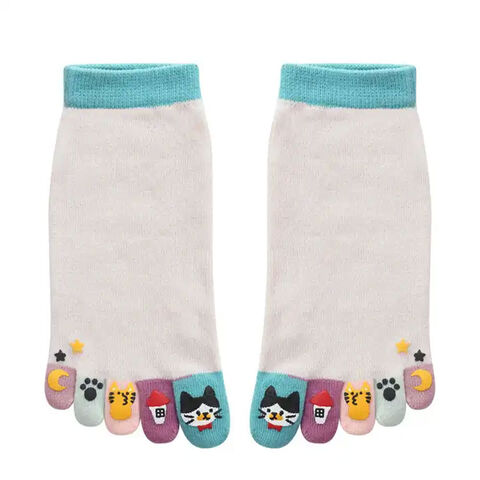 Children Cotton Five Fingers Socks Cute Cartoon Warm Socks Kids Toe Socks