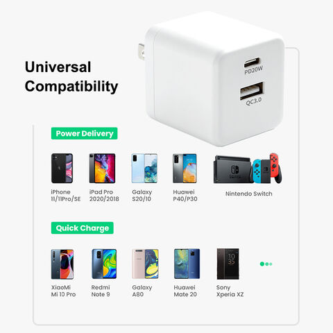 محولات طاقة للسفر PD بقوة 20 واط، كابل USB من النوع C، كابل بيانات، شواحن 20 واط لهواتف iPhone، شحن سريع، شواحن بمقبس أمريكي