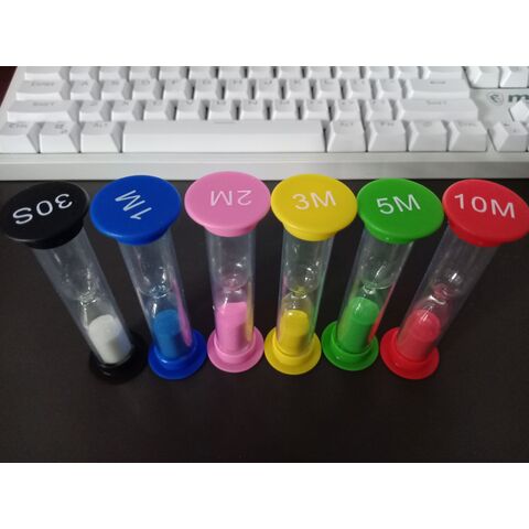 Juego de 6 Relojes de Arena de Plástico Coloridos para Niños, Temporizadores de Arena de 30 segundos, 1, 2, 3, 5 y 10 minutos