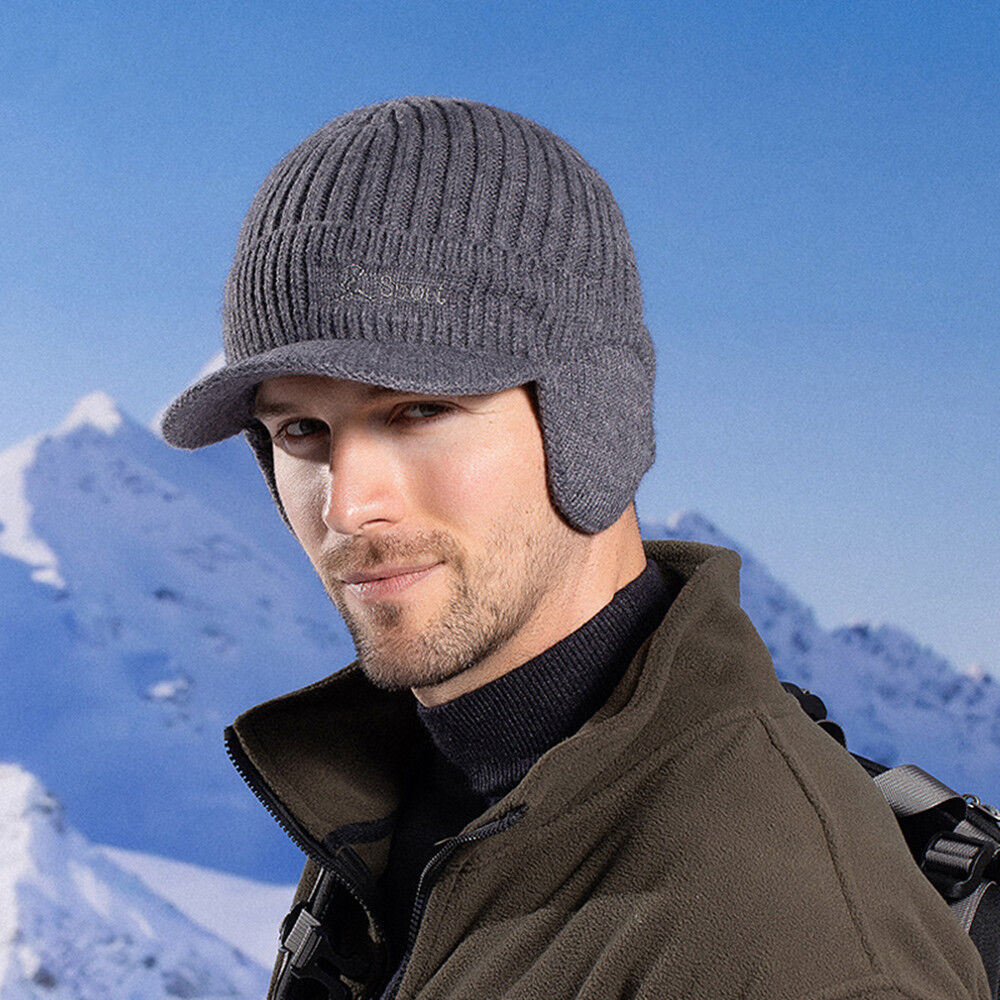 Men Winter Ear Protection Knitted Hat Earmuff Outdoor Warm