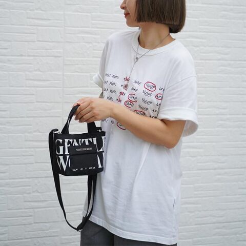 New Pocket Black White Letter Crossbody Handbag Mini Canvas