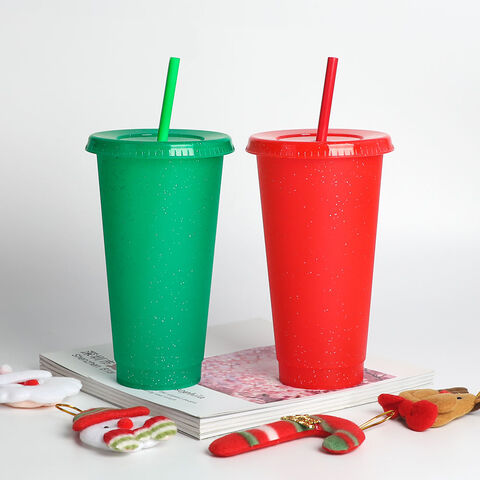 Color Changing Cups with Lids & Straws - 7 Pack 16 oz Reusable Cups,  Plastic Tumbler Bulk - Tumblers with Lids and Straws/ Adults Iced Cold  Drinking Party Cup,Christmas Cups 