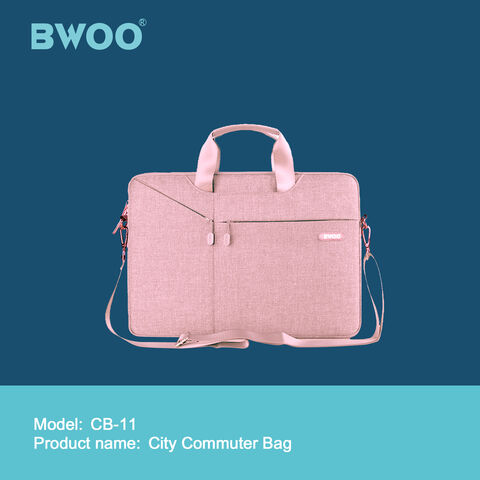 Tas Laptop Komuter Komersial Kain Nilon Premium BWOO Hitam, Merah Muda, Abu-abu untuk 11.6/13.3/15.6 inci