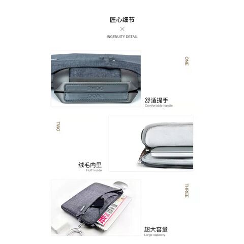 Tas Laptop Komuter Komersial Kain Nilon Premium BWOO Hitam, Merah Muda, Abu-abu untuk 11.6/13.3/15.6 inci