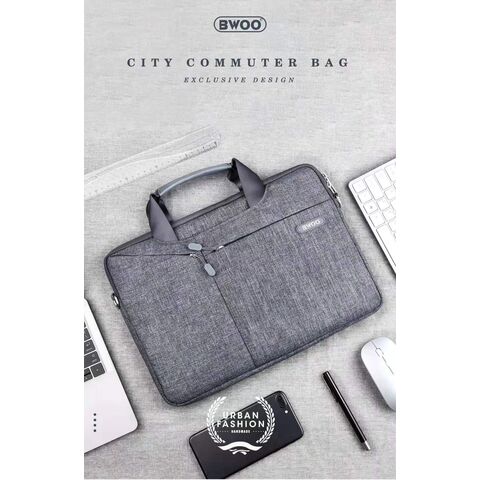 Tas Laptop Komuter Komersial Kain Nilon Premium BWOO Hitam, Merah Muda, Abu-abu untuk 11.6/13.3/15.6 inci