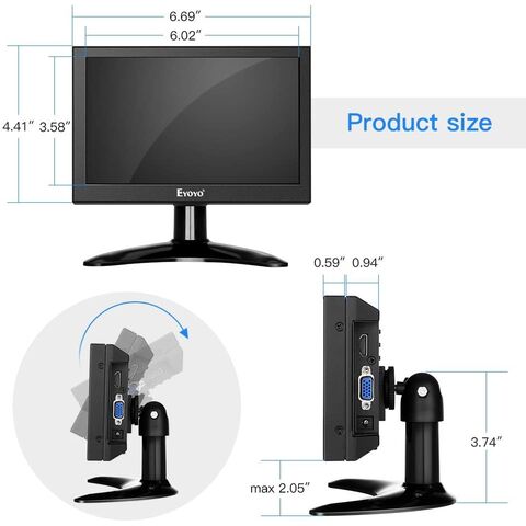 7 inch Mini Monitor, 1024X600 IPS Display Screen Small HDMI Monitor VGA  Monitor for PC/CCTV/Raspberry PI/Security Camera/Gaming, Build in Speakers  