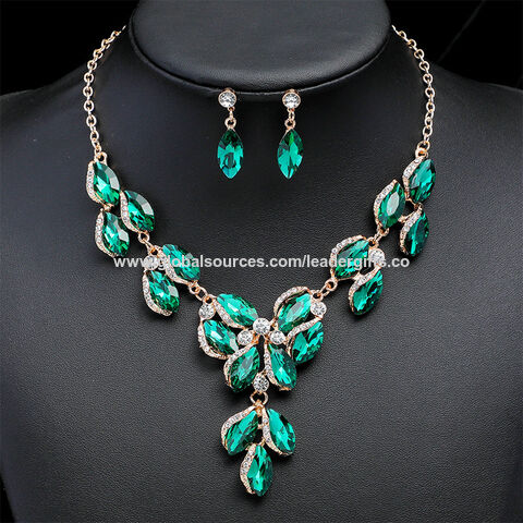 Best-seller Necklace Dangle Earrings Set Women's Wedding Bridal Crystal Necklace