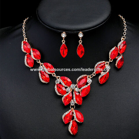Best-seller Necklace Dangle Earrings Set Women's Wedding Bridal Crystal Necklace