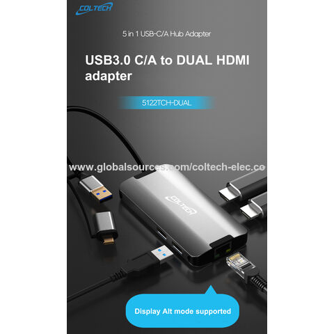 Compre Usb C Hub Dual Monitor, 2 Monitores Para Mac Y Windows, 5