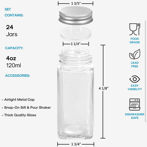 Kitchen Lux 24 Oz Reusable Glass Water Bottles with Airtight Screw Top Lid,  Pack of 4 