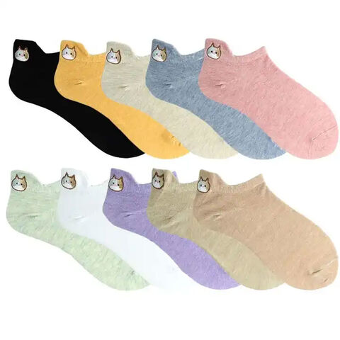 5 Pairs Women Sock Cotton Socks Women's Cute Embroidered Ankle Socks Boat  Socks Low Cut Ankle