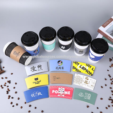 Manga de Papel Buen Precio Empaque de Papel para Tazas de Café Caliente Manga de Papel Reciclable de Pared Simple Kraft para Vasos de Café y Refrescos