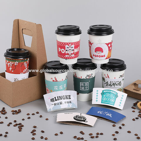 Manga de Papel Buen Precio Empaque de Papel para Tazas de Café Caliente Manga de Papel Reciclable de Pared Simple Kraft para Vasos de Café y Refrescos