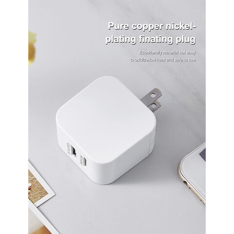 شاحن عالمي أبيض PD 18W QC3.0 بمنفذين PD من النوع C مزدوج USB C للشحن السريع للهواتف المحمولة