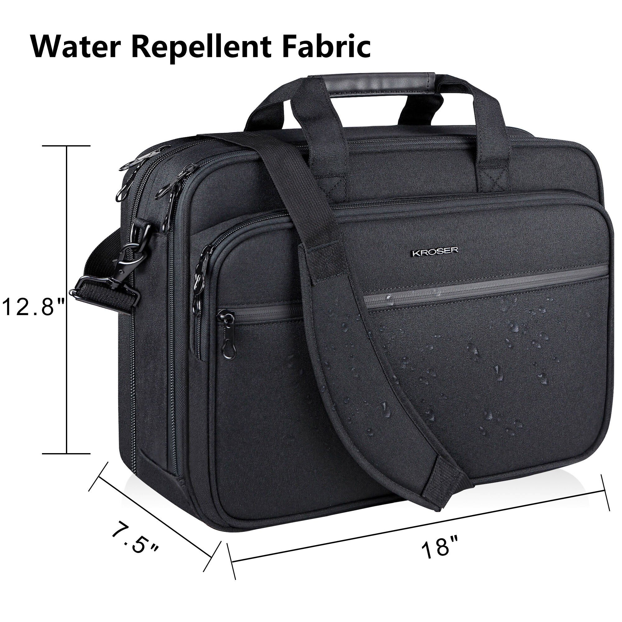 Premium Laptop Briefcase Fits Up To 17.3 Inch Laptop Expandable Water ...