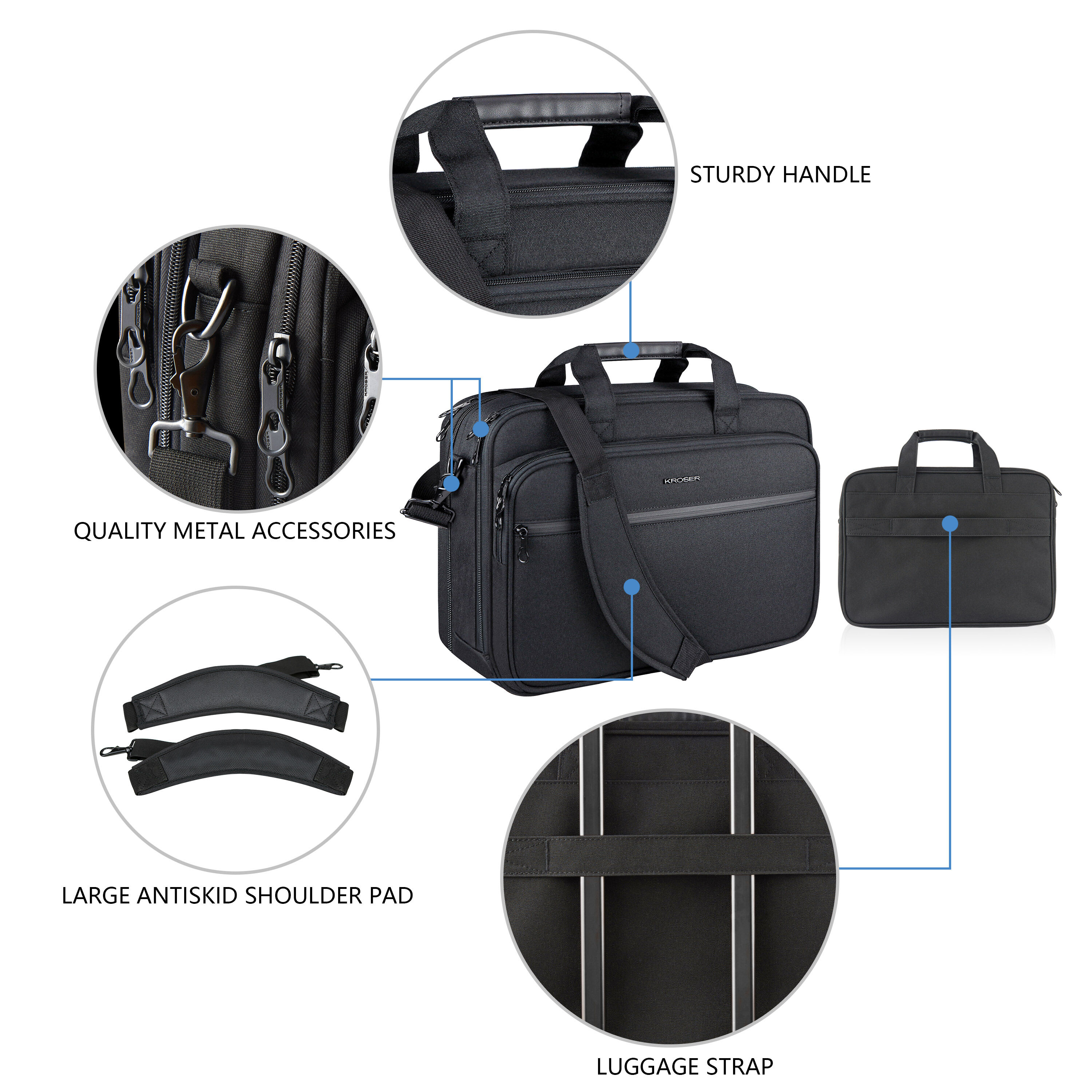 Premium Laptop Briefcase Fits Up To 17.3 Inch Laptop Expandable Water ...