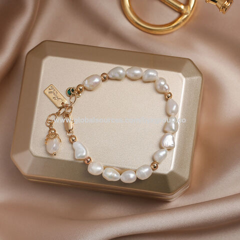 Bracelet de Perles Baroques d'Eau Douce pour Femmes, Perles Formées en Or 14K, Bijou de Tempérament Féminin Cadeau