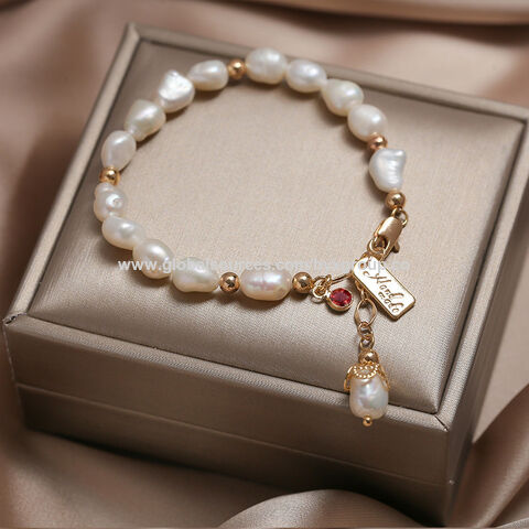 Bracelet de Perles Baroques d'Eau Douce pour Femmes, Perles Formées en Or 14K, Bijou de Tempérament Féminin Cadeau
