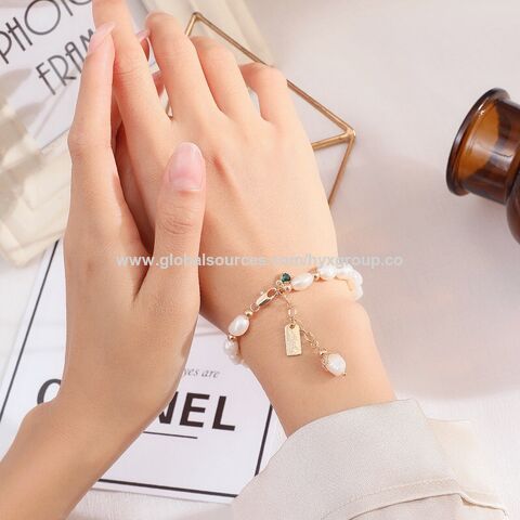 Bracelet de Perles Baroques d'Eau Douce pour Femmes, Perles Formées en Or 14K, Bijou de Tempérament Féminin Cadeau