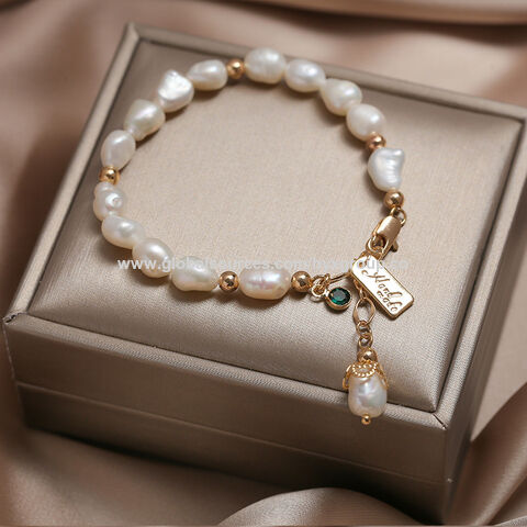Bracelet de Perles Baroques d'Eau Douce pour Femmes, Perles Formées en Or 14K, Bijou de Tempérament Féminin Cadeau