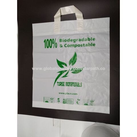 Compostable Pla Shopping Bags Biodegradable Handle Bags Portable Bag 100 Compost Food Bags Eco friendly Europe Ok Compost Expore China Wholesale Kitchen Bag Shopping Bag Compostable Bag and Shopping B...