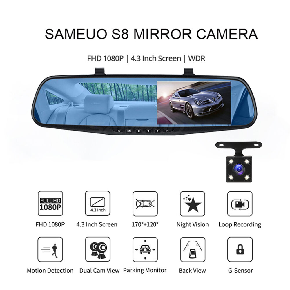 Sameuo U750 Dash Cam Car Dvr 4K Rear View GPS WIFI APP Video Recorder  Reverse 24H Parking Monitor Dashcam Auto Car Camera Dvr