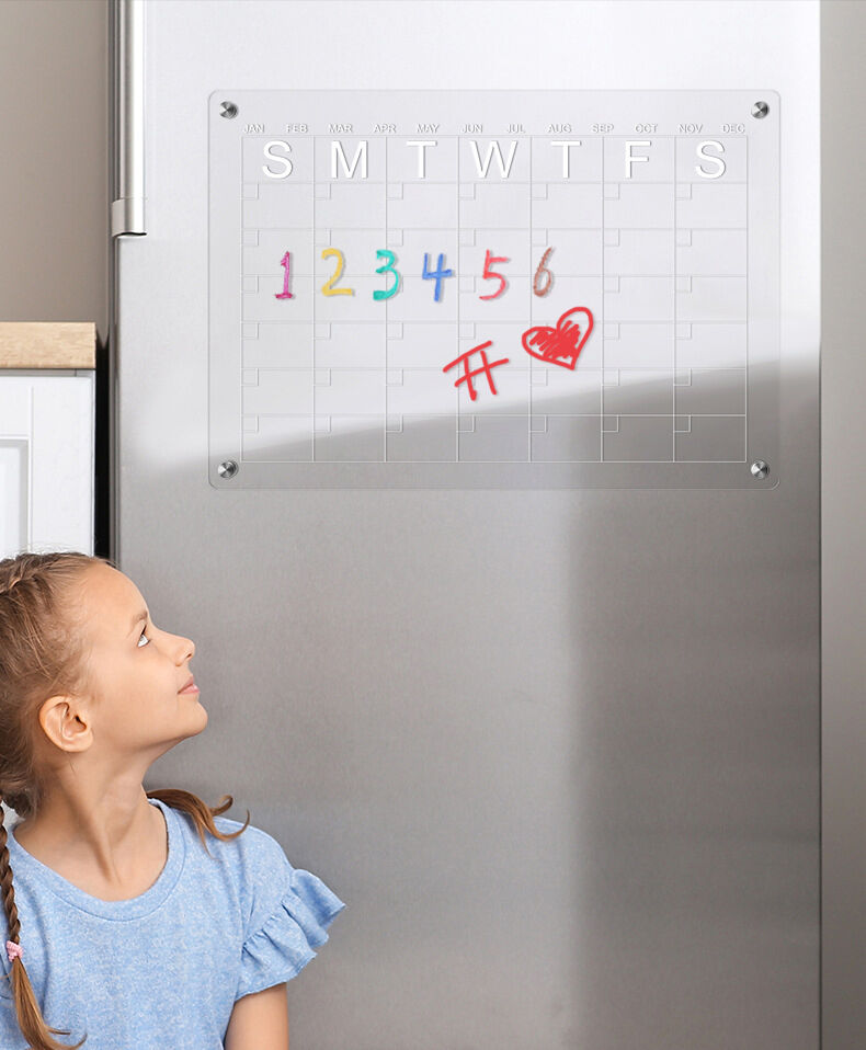 Custom Clear Magnetic Dry Erase Acrylic Fridge Calendar With Humanized ...