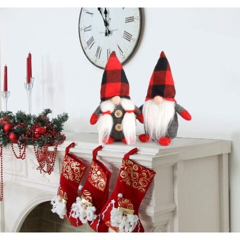 Gnome de Noël ornement poupée lanterne LED à piles figurine d'elfe
