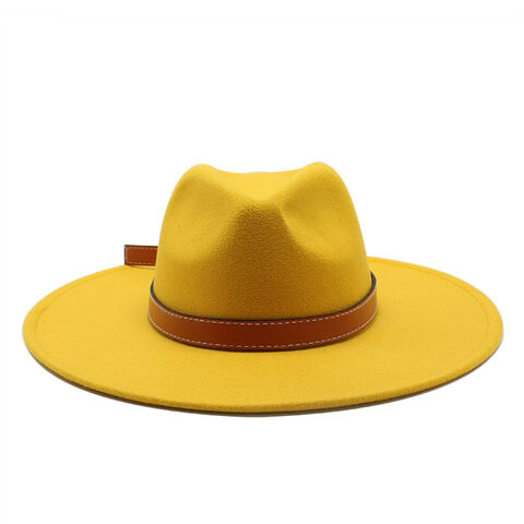 Yellow Vintage Wide Brim Hats for Women for sale
