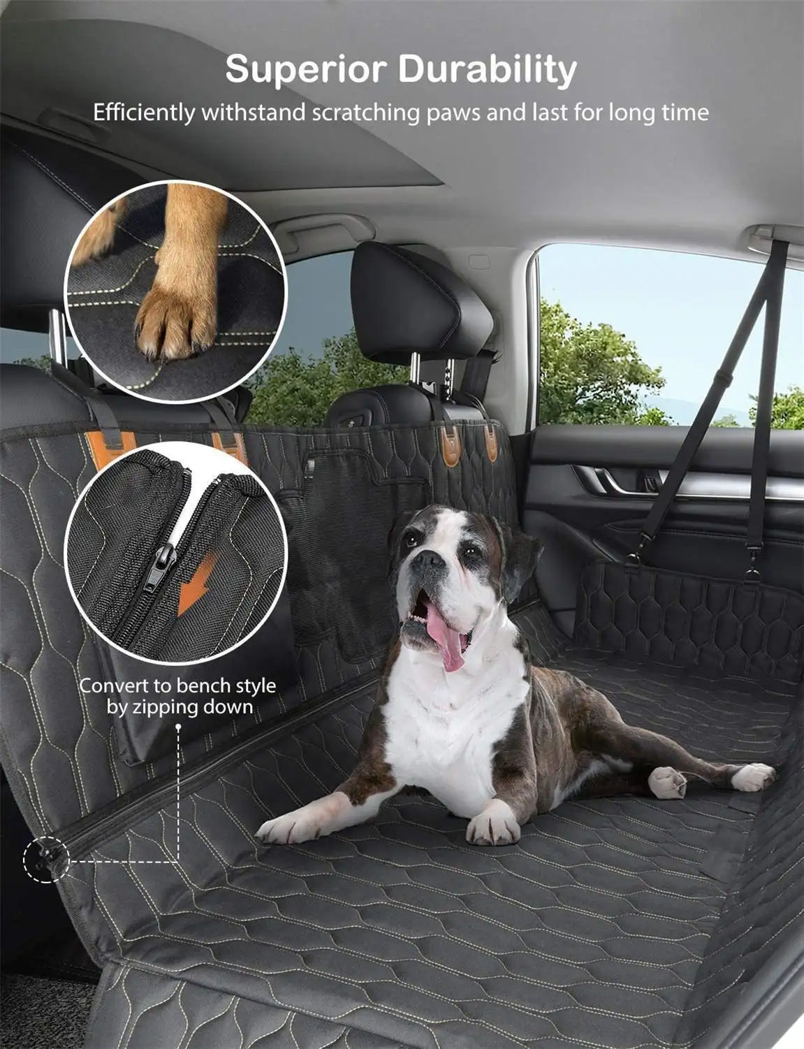 Car Accessories Ronte Back Seat Extender, Non-Slip Foldable Cover