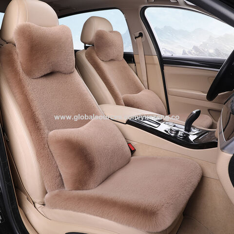 Winter Warm Car Seat Cover Sheepskin Auto Front Seat Cushion Mat Plush Pad